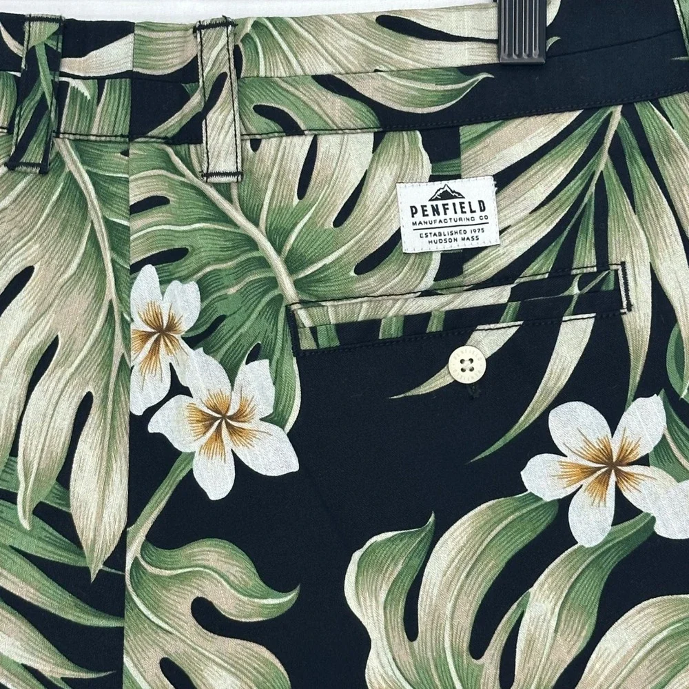 Penfield Truro‎ Shorts Womens M Black Palm Tropical Resort Coastal Summer NWT